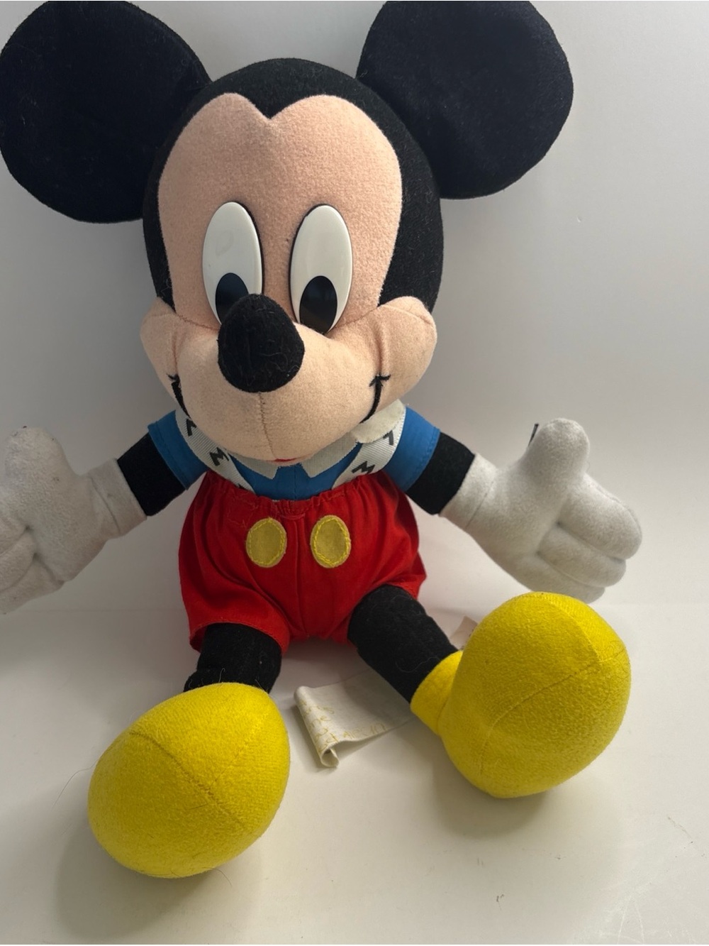 Vintage 1990’s Mattel Arcotoys Disney Mickey Mouse Plush With “M” Suspenders